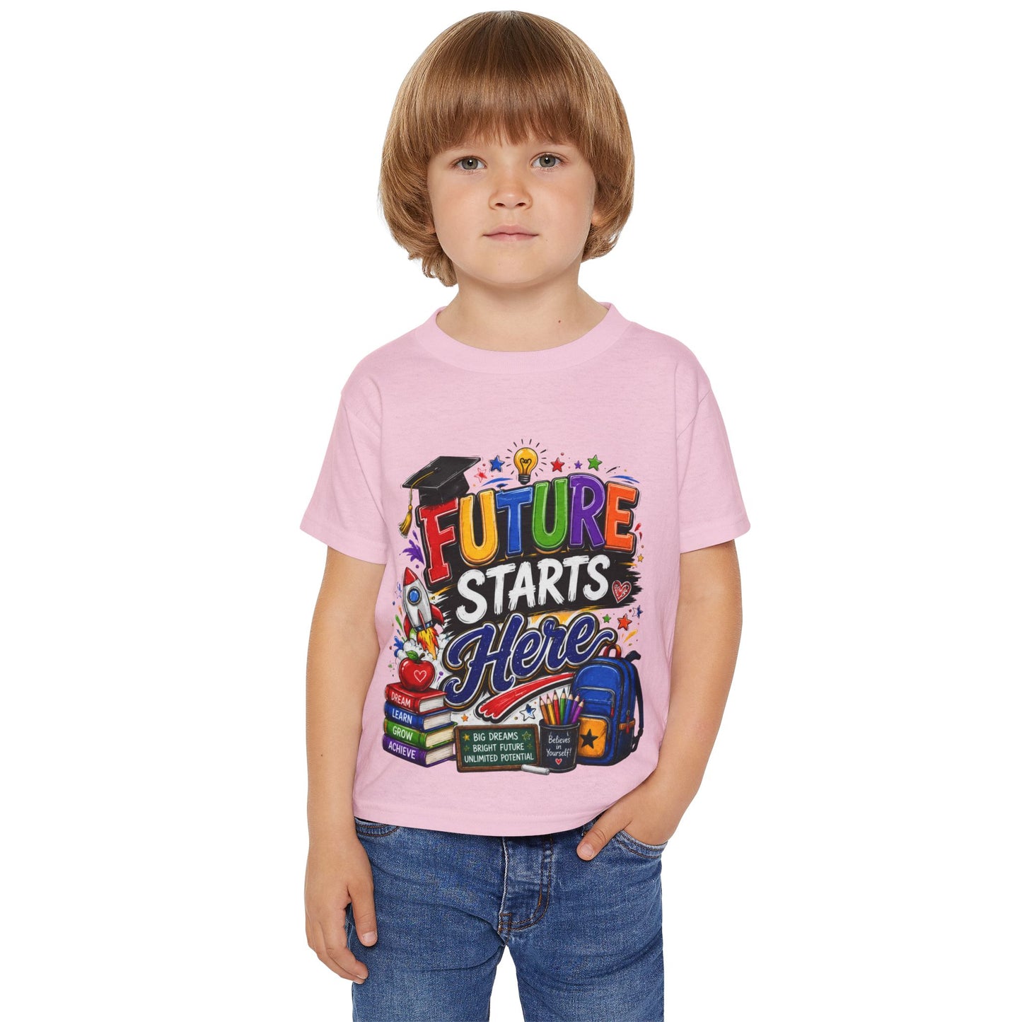 Toddler T-Shirt — "Future Starts Here" Back-to-School Graphic Tee