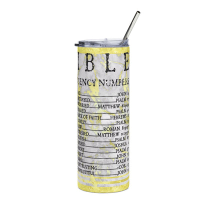 Bible Emergency Numbers Stainless Steel Tumbler 20oz Christian Travel Mug