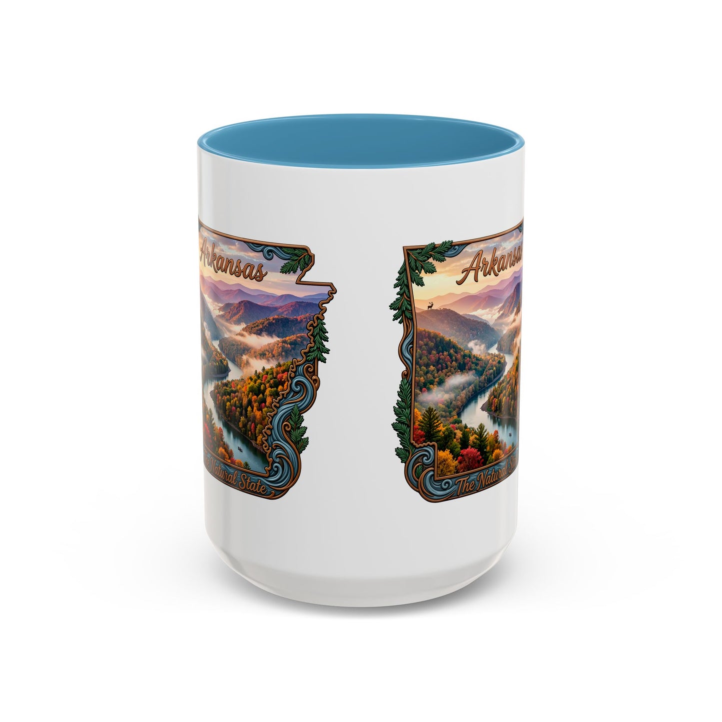 Arkansas Scenic Coffee Mug — Vintage State Map River Landscape (11/15 oz)
