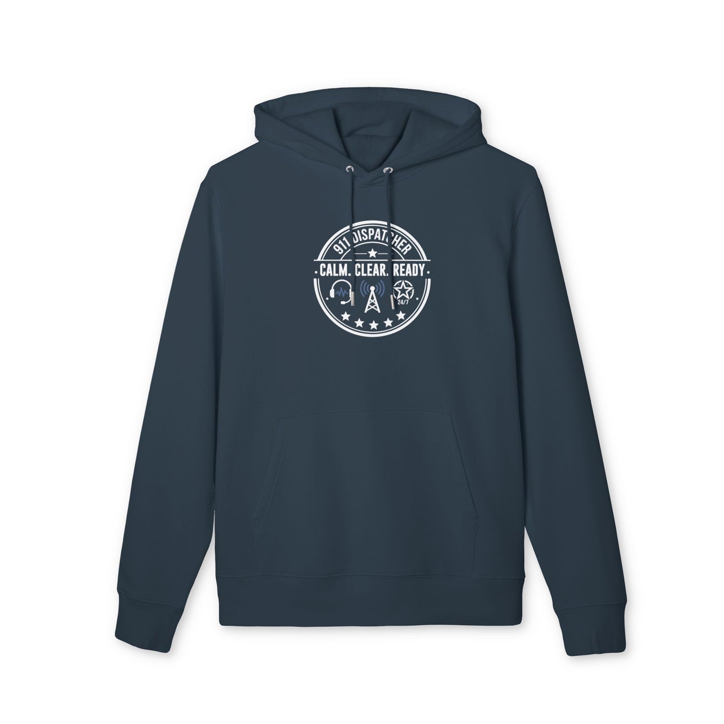 Dispatcher Hoodie — "911 Dispatcher: Calm. Clear. Ready." Badge Pullover
