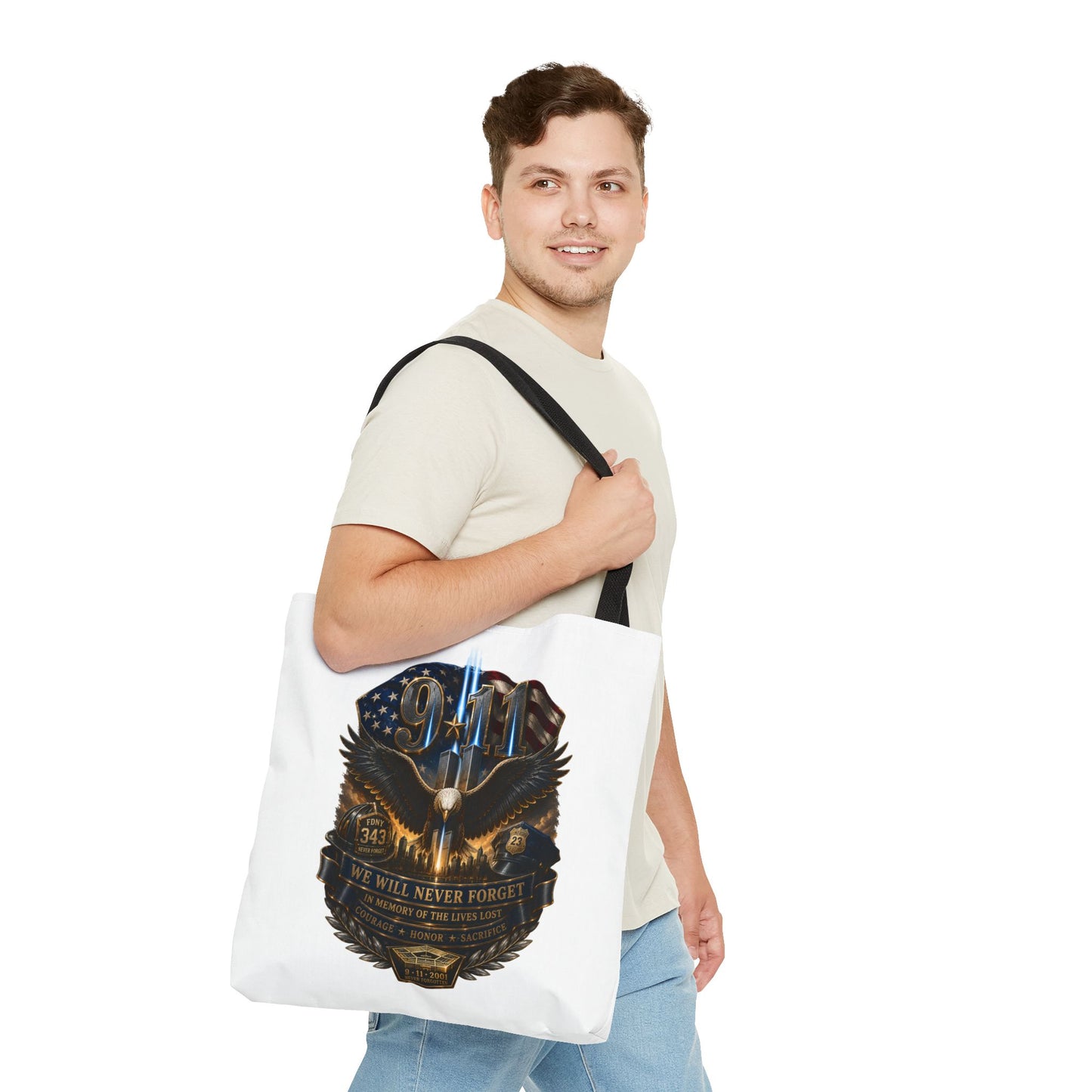 9/11 Memorial Eagle Tote Bag – Never Forget Tribute Tote