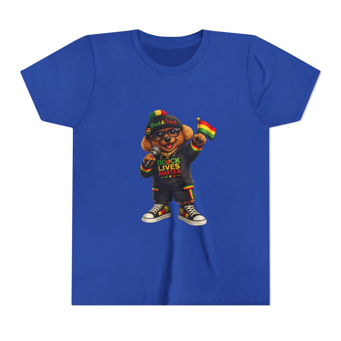 Youth Tee — Kid Bear Black Lives Matter Rasta Flag Shirt