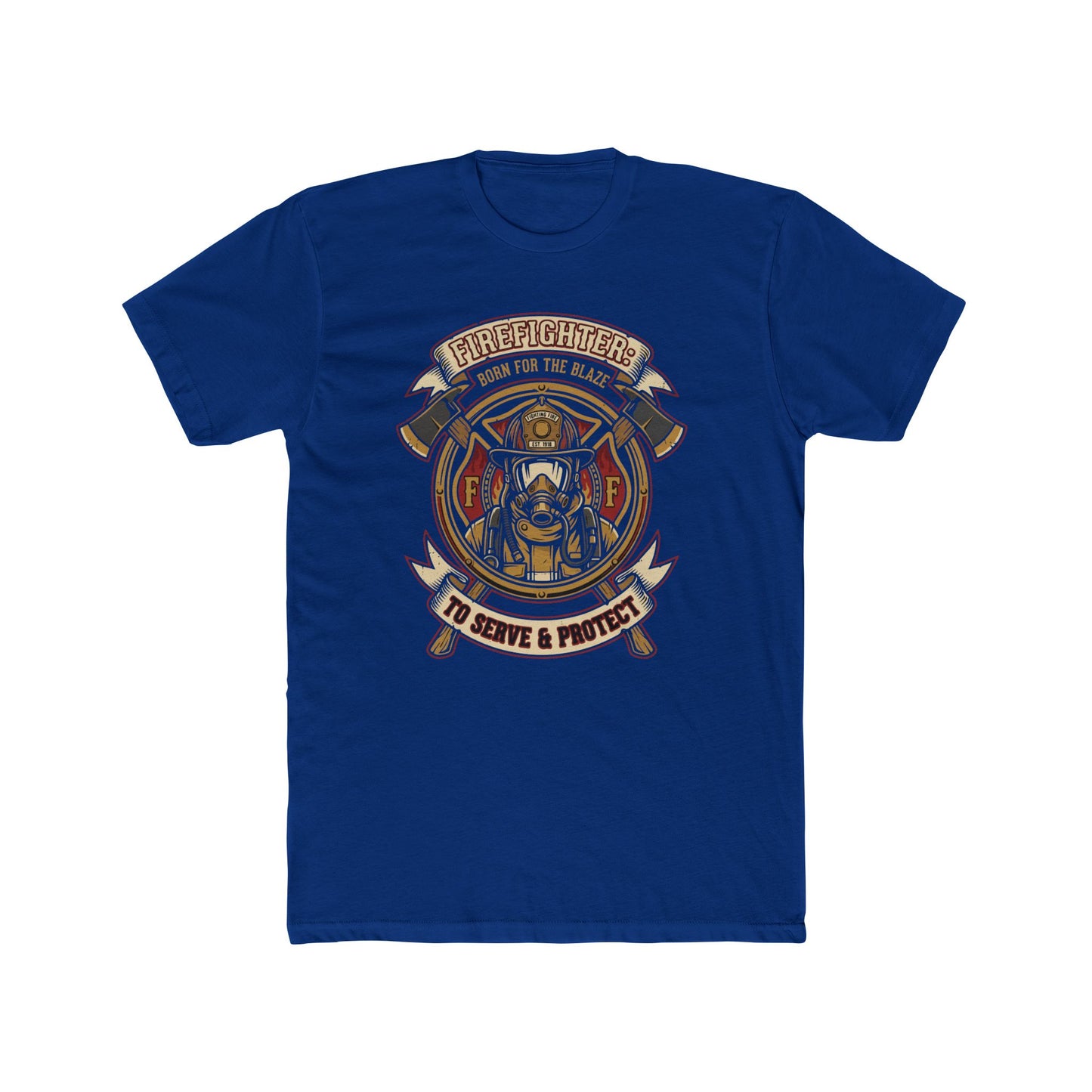 Firefighter Tribute Tee — 'To Serve & Protect' Helmet Maltese Cross Design