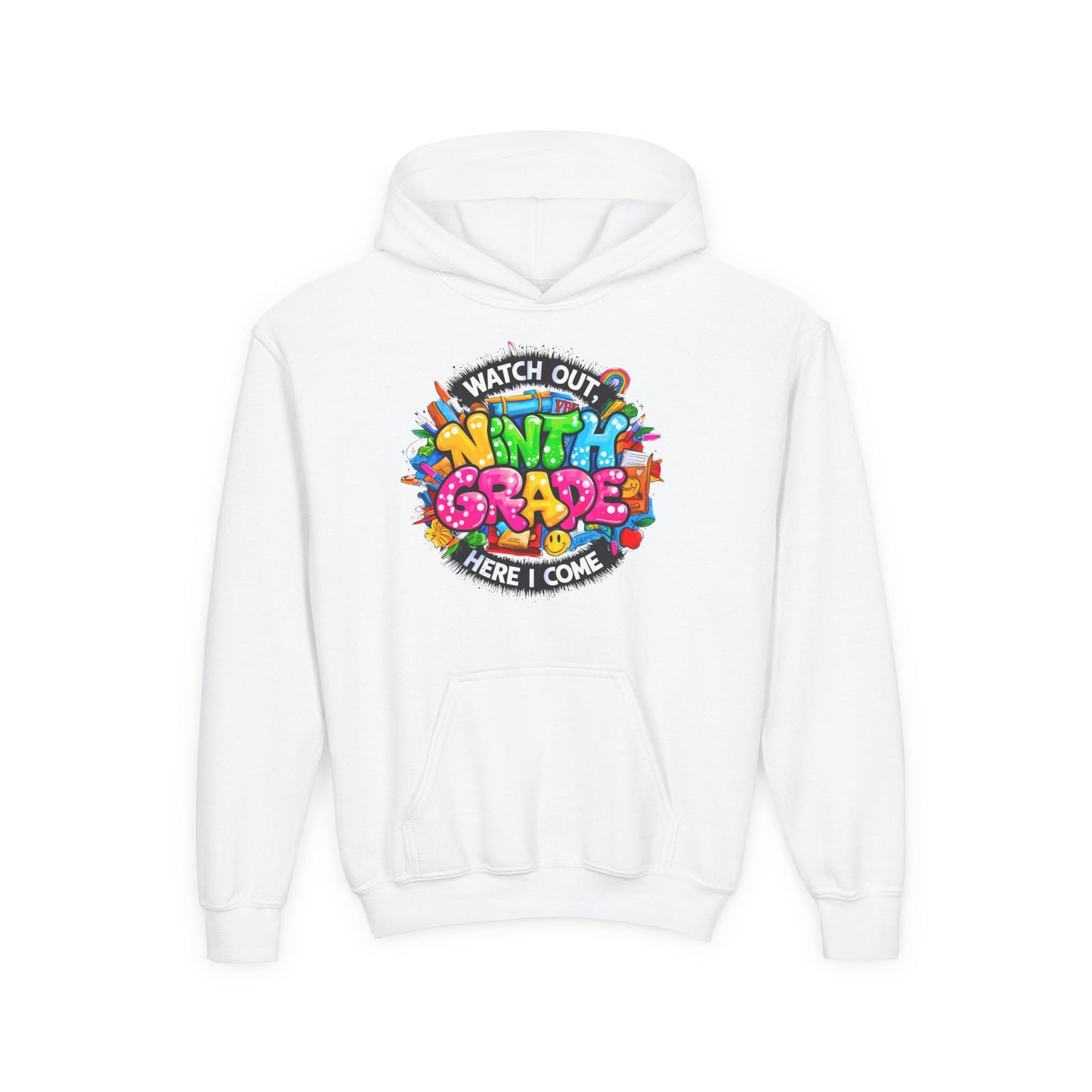 Kids' 4th Grade Hoodie – "Watch Out 4th Grade Here I Come" Colorful Back-to-School Sweatshirt