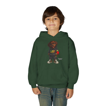 Youth Hoodie - Cute Rottweiler Puppy 'Black History' Graphic Sweatshirt for Kids