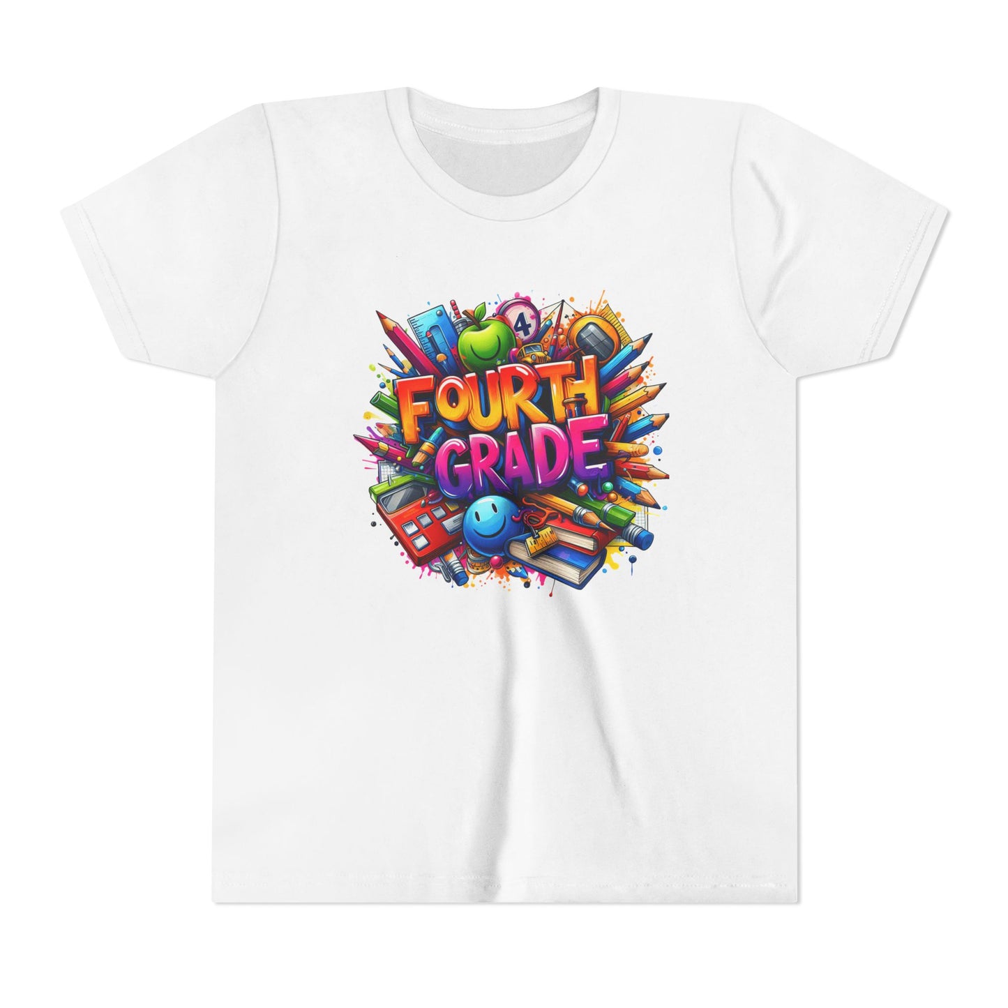 Fourth Grade Youth T‑Shirt – Colorful School Supplies Back to School Tee