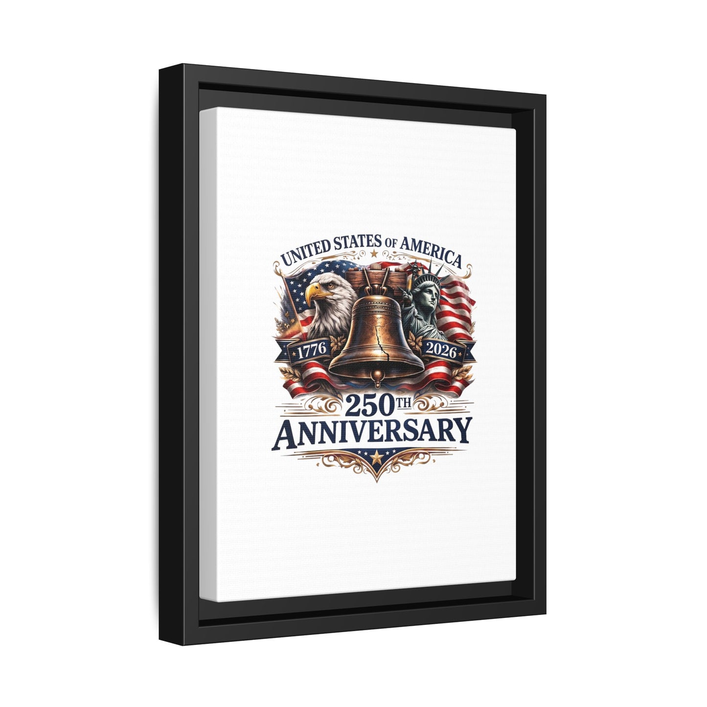 250th Anniversary Framed Canvas - United States of America Patriotic Liberty Bell Print