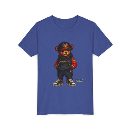 Kids Teddy Bear Streetwear Tee — 'Strength' Graphic Youth T-Shirt