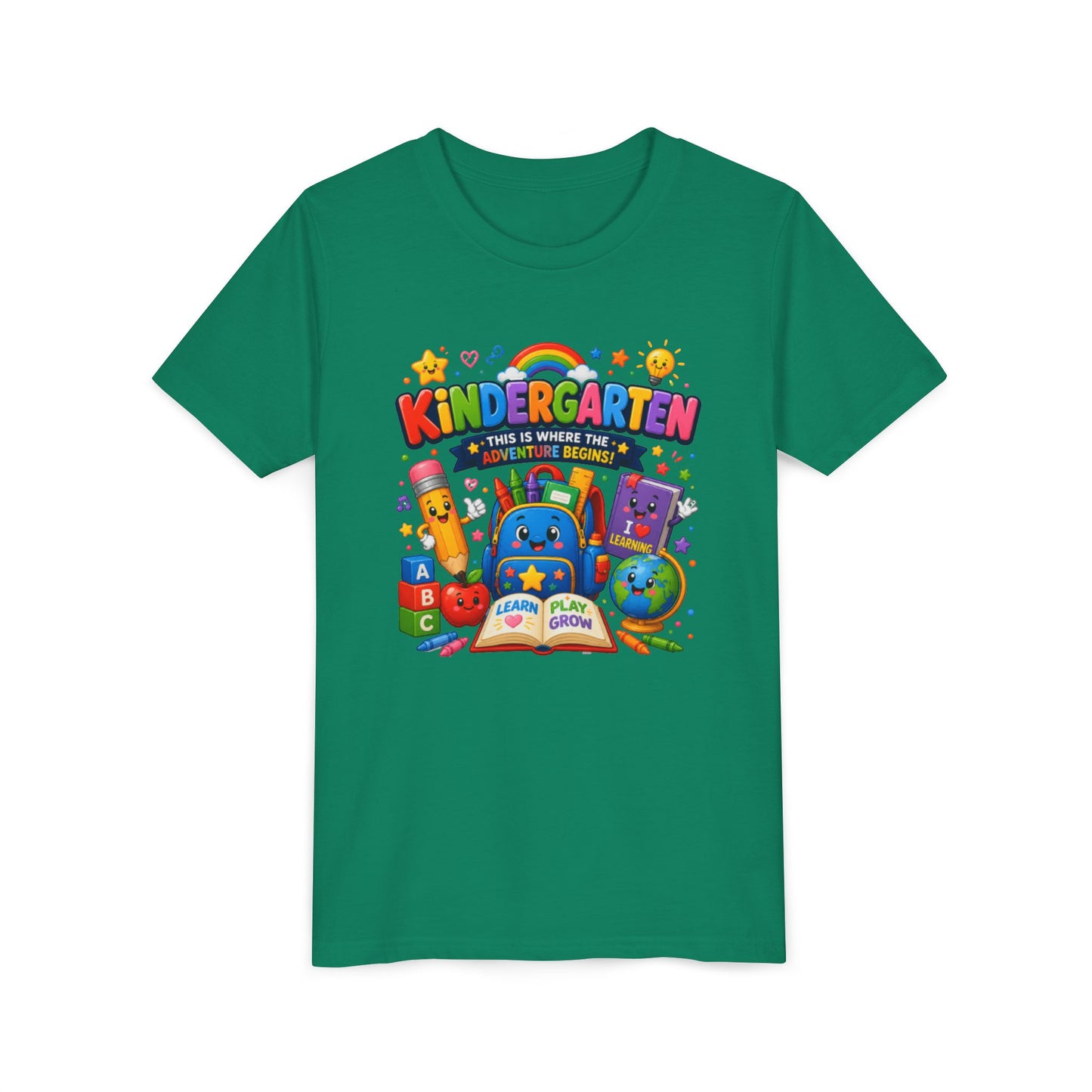 Kindergarten Kids T‑Shirt — 'Kindergarten: This Is Where the Fun Begins' Colorful Back-to-School Tee