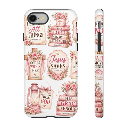 Faith Phone Case — 'Jesus Saves' Floral Christian Scripture iPhone Case
