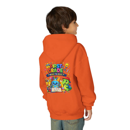 First Grade Hoodie - "First Grade Ready To Rule" Kids Back-to-School Sweatshirt