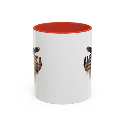 America Eagle Flag Accent Coffee Mug – Patriotic 11/15oz Ceramic