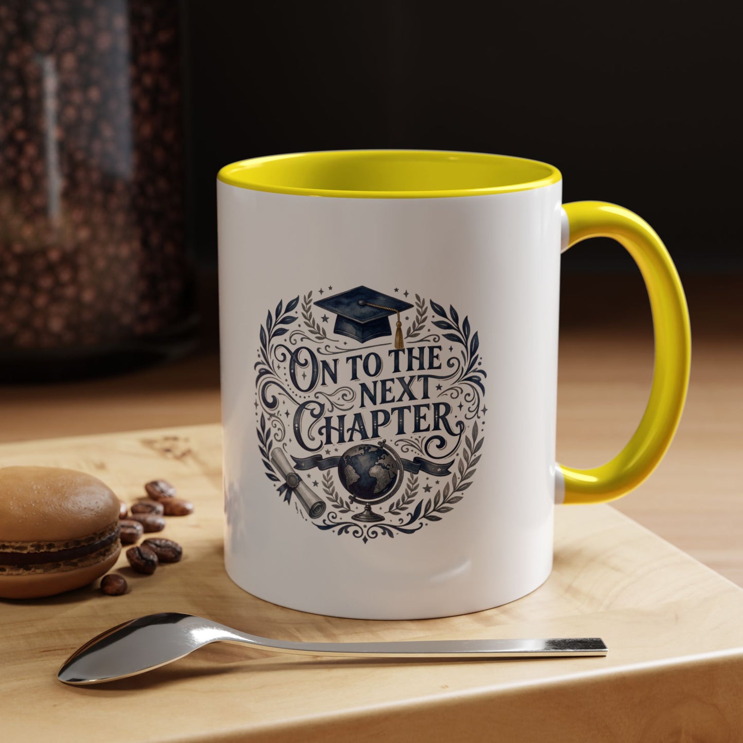 Graduation Coffee Mug — "On to the Next Chapter" Ceramic Accent Mug