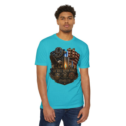 9/11 Memorial T-Shirt — "We Will Never Forget" Patriotic Tribute