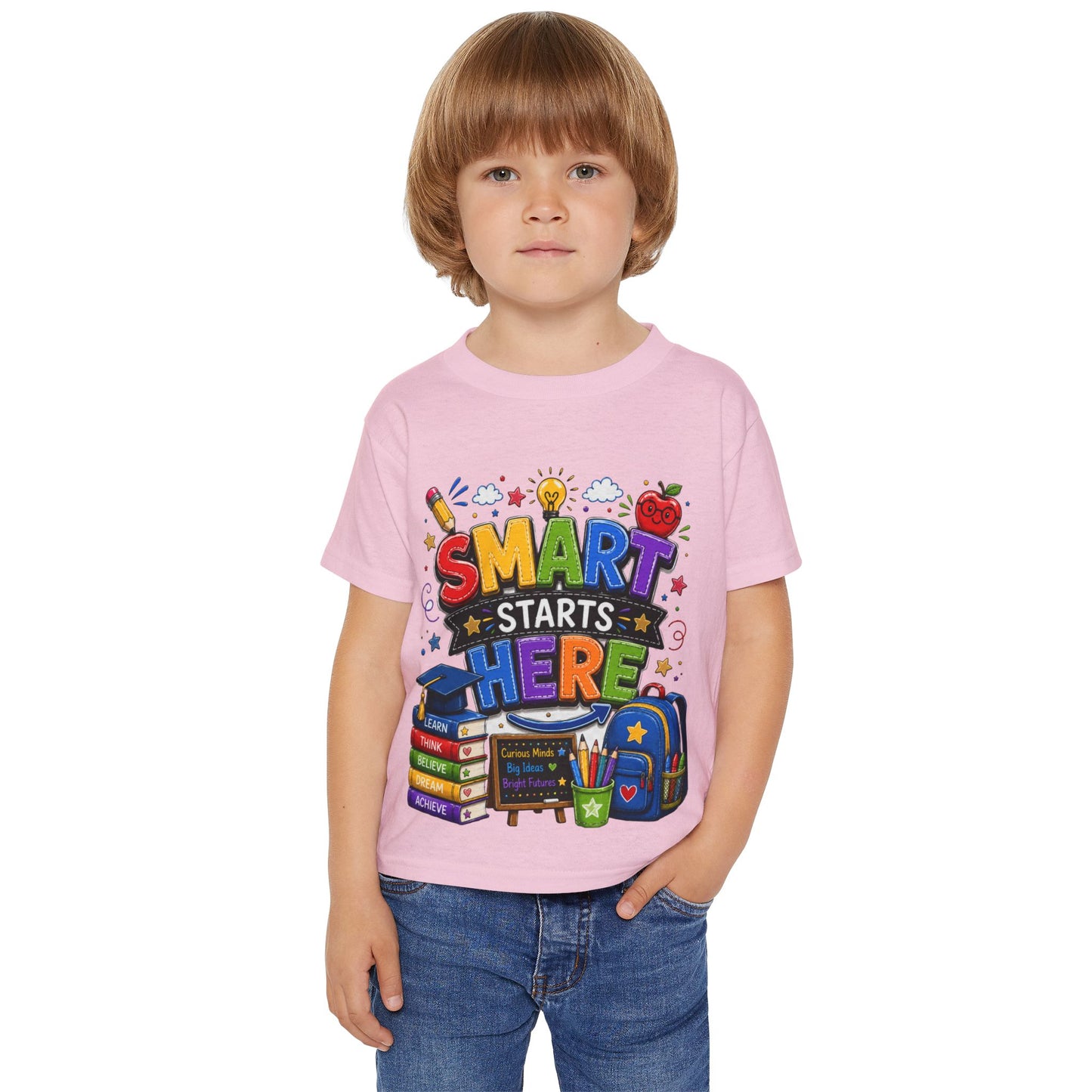Toddler T-Shirt - "Smart Starts Here" Back-to-School Schoolhouse Design