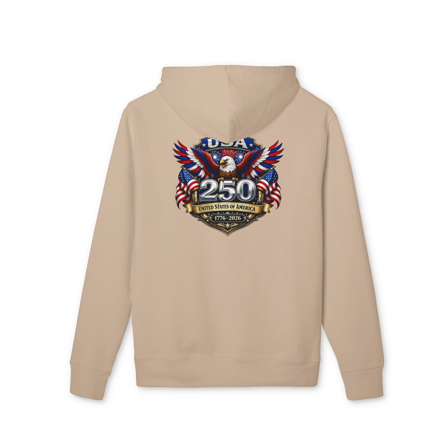 Patriotic USA 250th Anniversary Hoodie — Eagle Flag Emblem