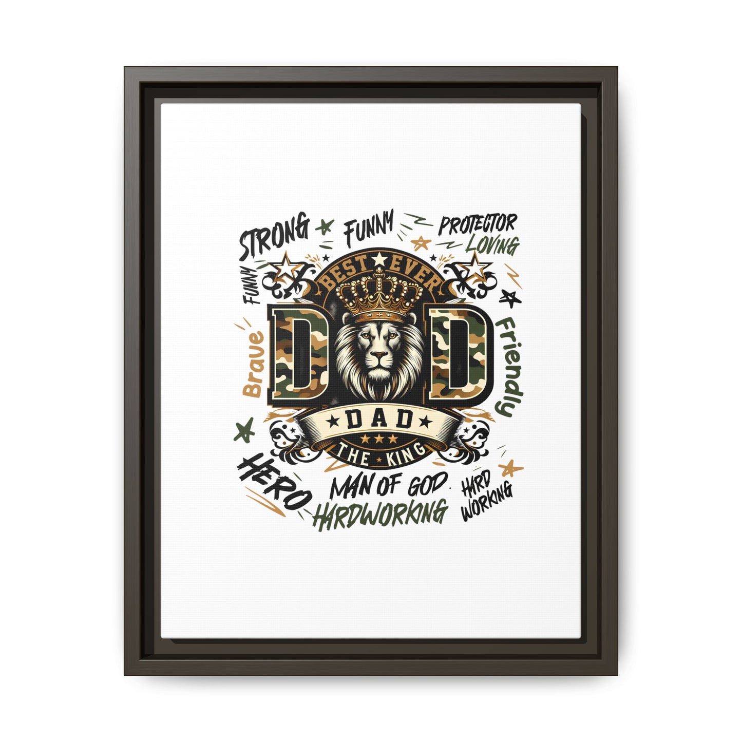 Framed Matte Canvas 'Best Ever DAD' Wall Art – Lion King Design, Father’s Day Gift