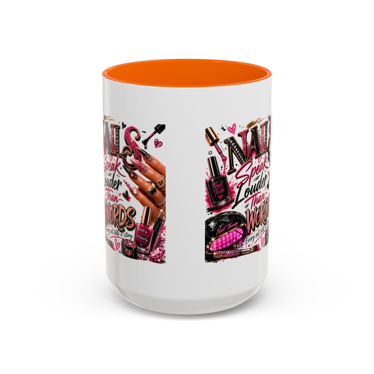 Nails Speak Louder Than Words Accent Coffee Mug — Pink Manicure Beauty Gift (11/15oz)
