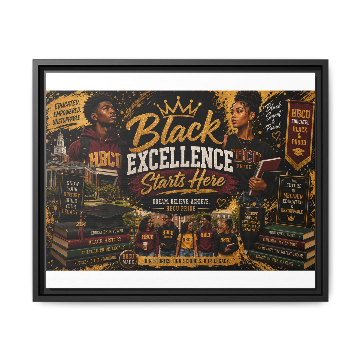 Black Excellence Starts Here Framed Canvas