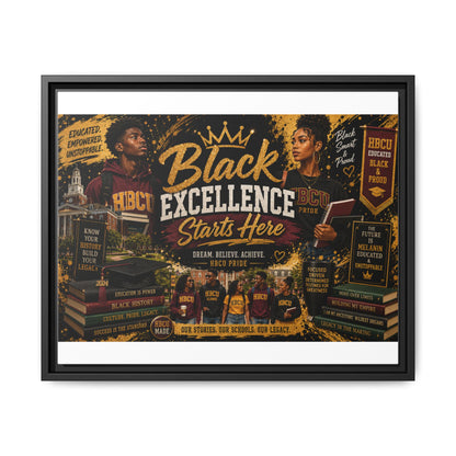 Black Excellence Starts Here Framed Canvas