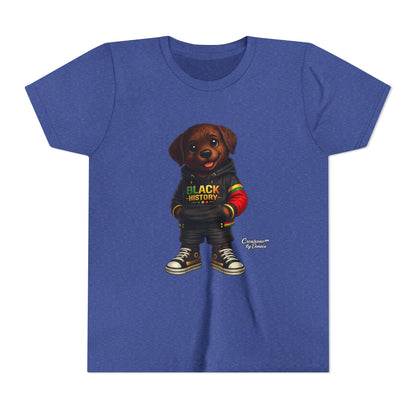 Youth Tee — Cute Puppy 'Black History' Graphic Shirt
