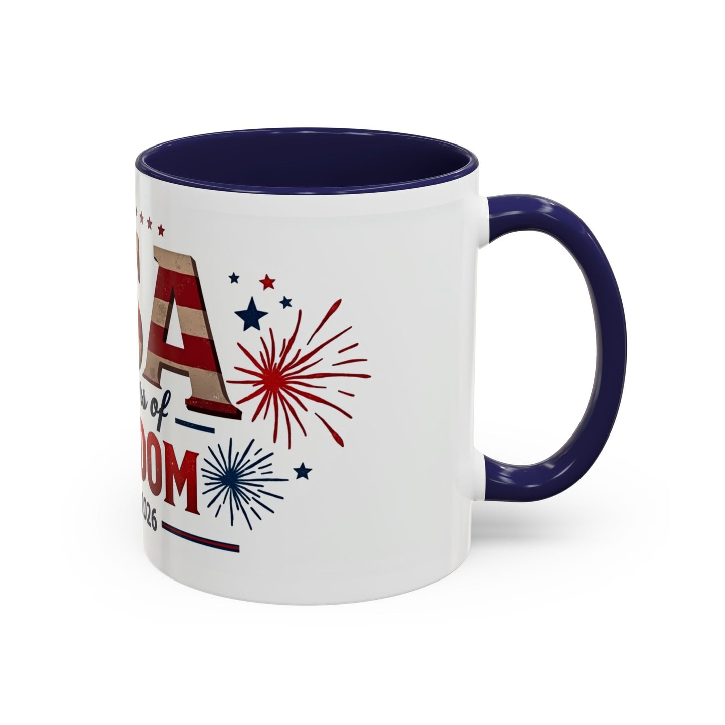 USA 250 Years of Freedom Accent Coffee Mug – 1776–2026 Patriotic Fourth of July Gift