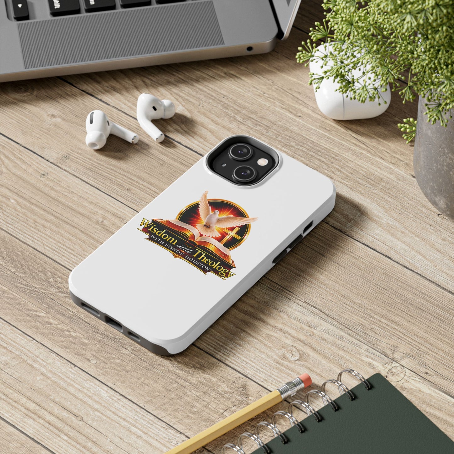 Wisdom and Theology Tough Phone Case — Christian Dove & Cross Design