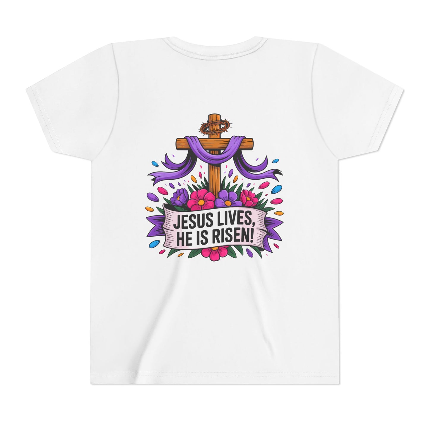 Youth Tee — "Jesus Lives, He Is Risen!" Easter Christian Tee