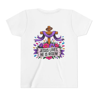 Youth Tee — "Jesus Lives, He Is Risen!" Easter Christian Tee