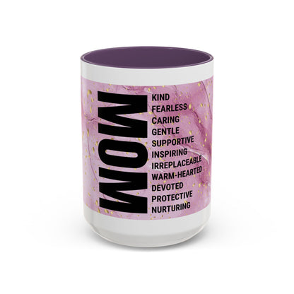Mom Definition Accent Coffee Mug – Inspirational Pink Marble Mother’s Day Gift (11/15oz)