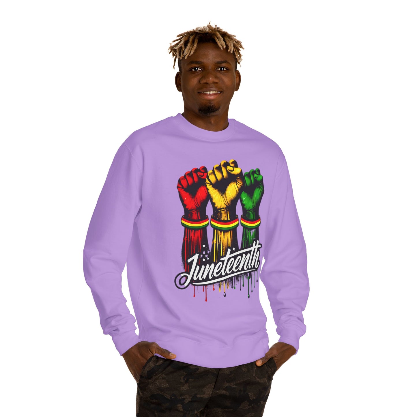 Juneteenth Fist Sweatshirt – Black Power Red Yellow Green Pride Crewneck