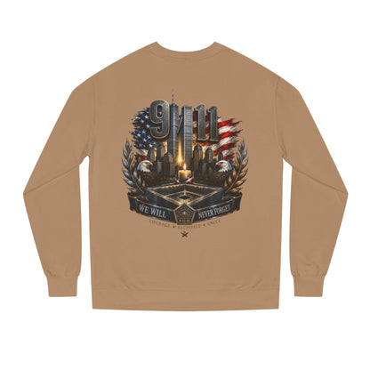 9/11 Memorial Crewneck Sweatshirt — We Will Never Forget Tribute