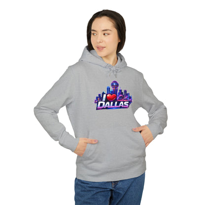 I  Dallas Skyline Hoodie — Retro Neon Dallas Cityscape Pullover