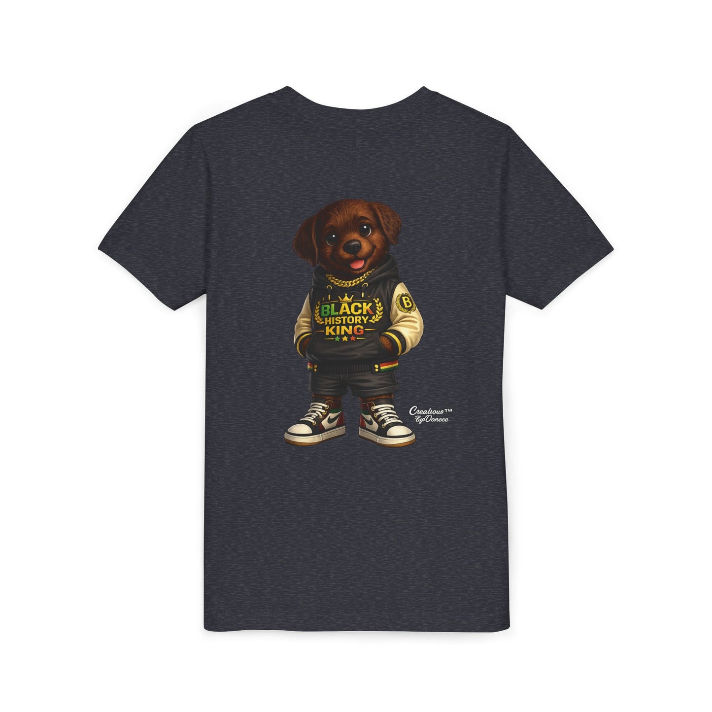 Youth Tee — 'Black History King' Puppy Graphic Shirt
