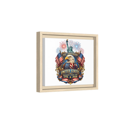 United States 250th Anniversary Framed Canvas — "1776-2026" Patriotic Eagle & Statue of Liberty Print