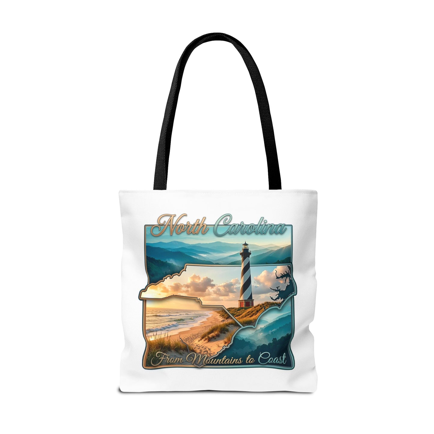 North Carolina Lighthouse Tote Bag — "From Mountains to Coast" Scenic Beach Tote