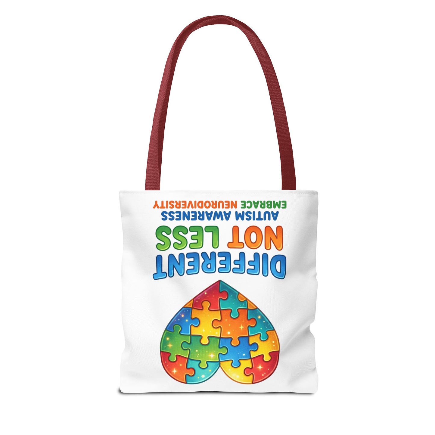 Autism Awareness Tote — "Different Not Less" Puzzle Heart