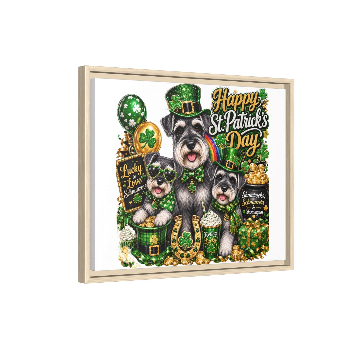 Happy St. Patrick's Day Schnauzer Canvas Print