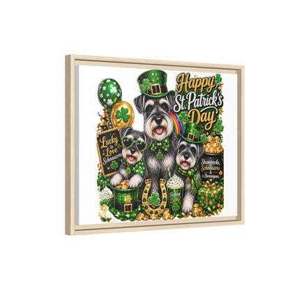 Happy St. Patrick's Day Schnauzer Canvas Print