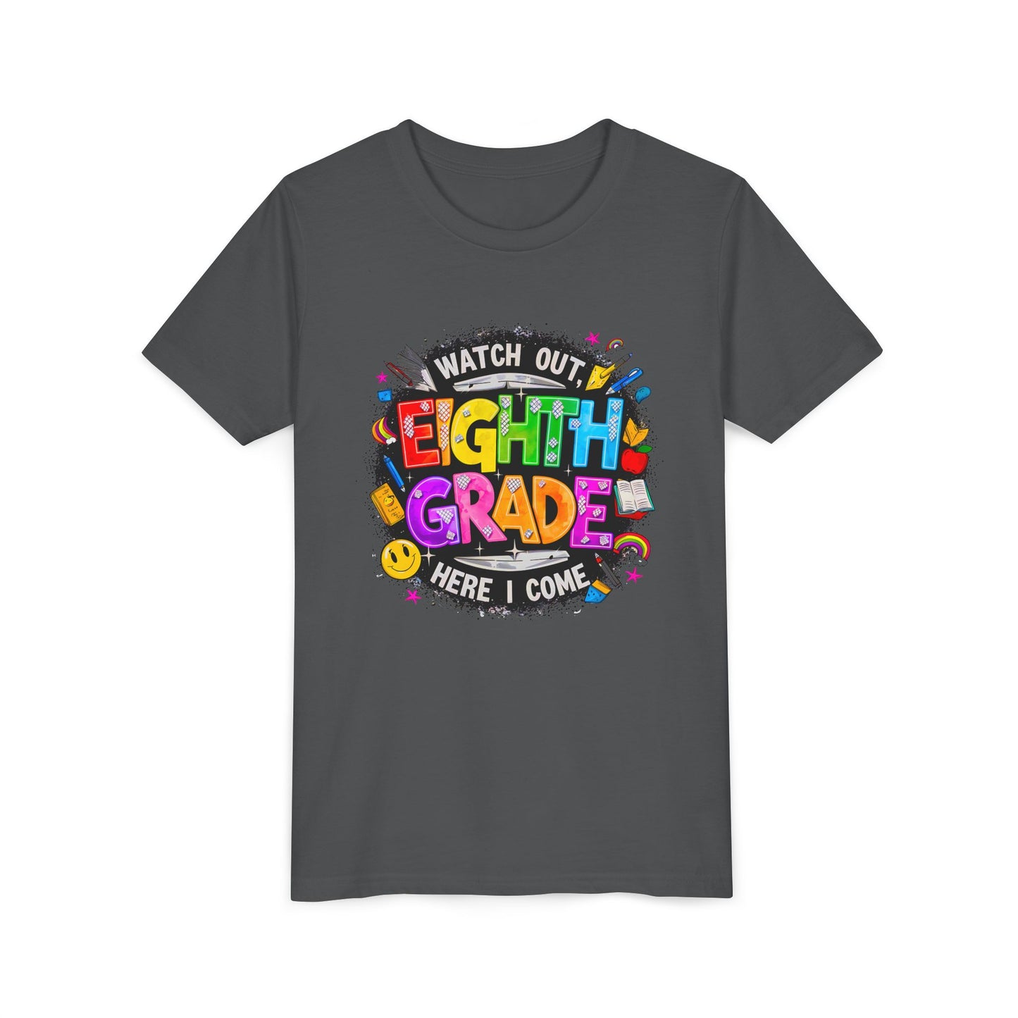 Eighth Grade Kids T‑Shirt — "Watch Out, Eighth Grade Here I Come" Back-to-School Tee