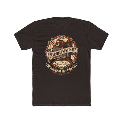 Firefighter Tee - "Never Underestimate" Vintage Firefighter Helmet Design