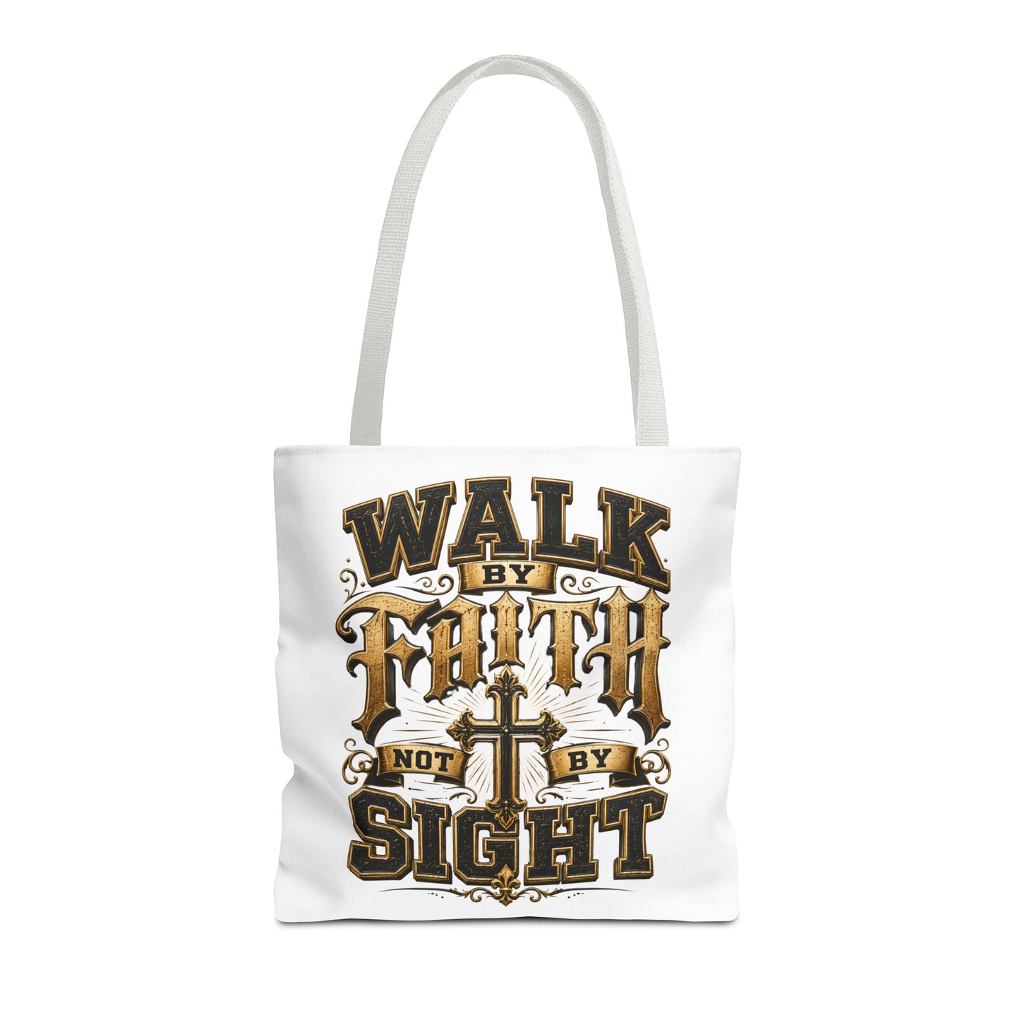Walk by Faith Tote Bag — Christian Inspirational Cross Tote