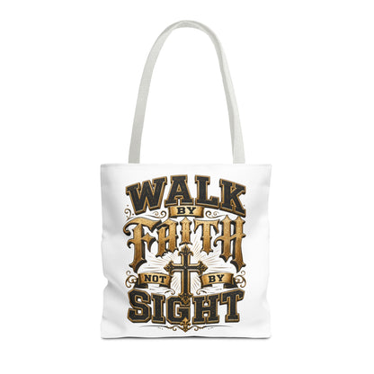 Walk by Faith Tote Bag — Christian Inspirational Cross Tote
