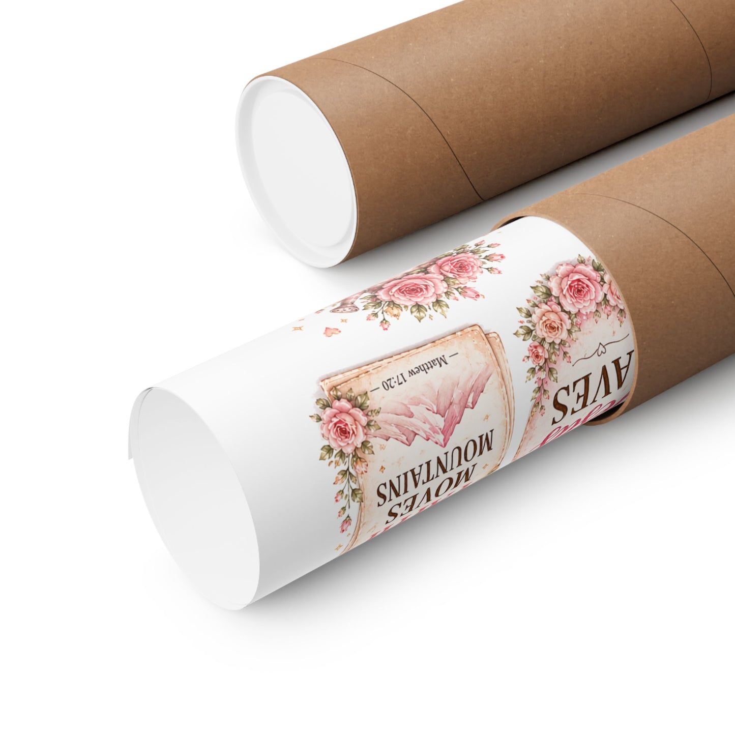 Christian Scripture Matte Poster - Floral 'Jesus Saves' & Encouraging Verses (Vertical)