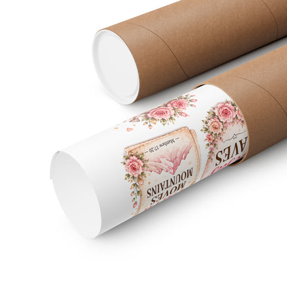 Christian Scripture Matte Poster - Floral 'Jesus Saves' & Encouraging Verses (Vertical)
