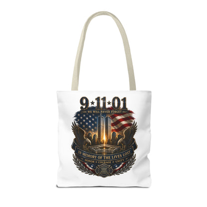 9/11 Memorial Tote Bag — We Will Never Forget Tribute Tote