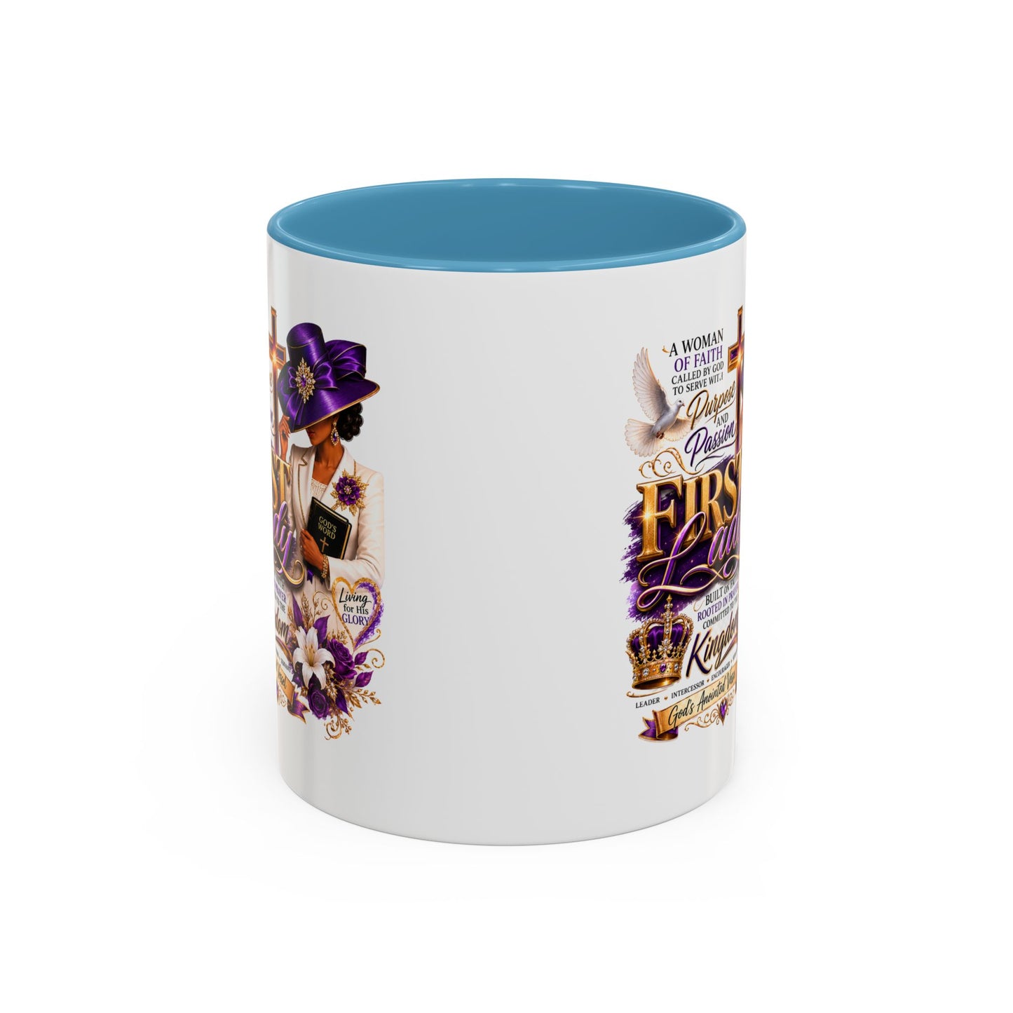 First Lady of Faith Accent Coffee Mug — Inspirational Christian Gift (11/15oz)