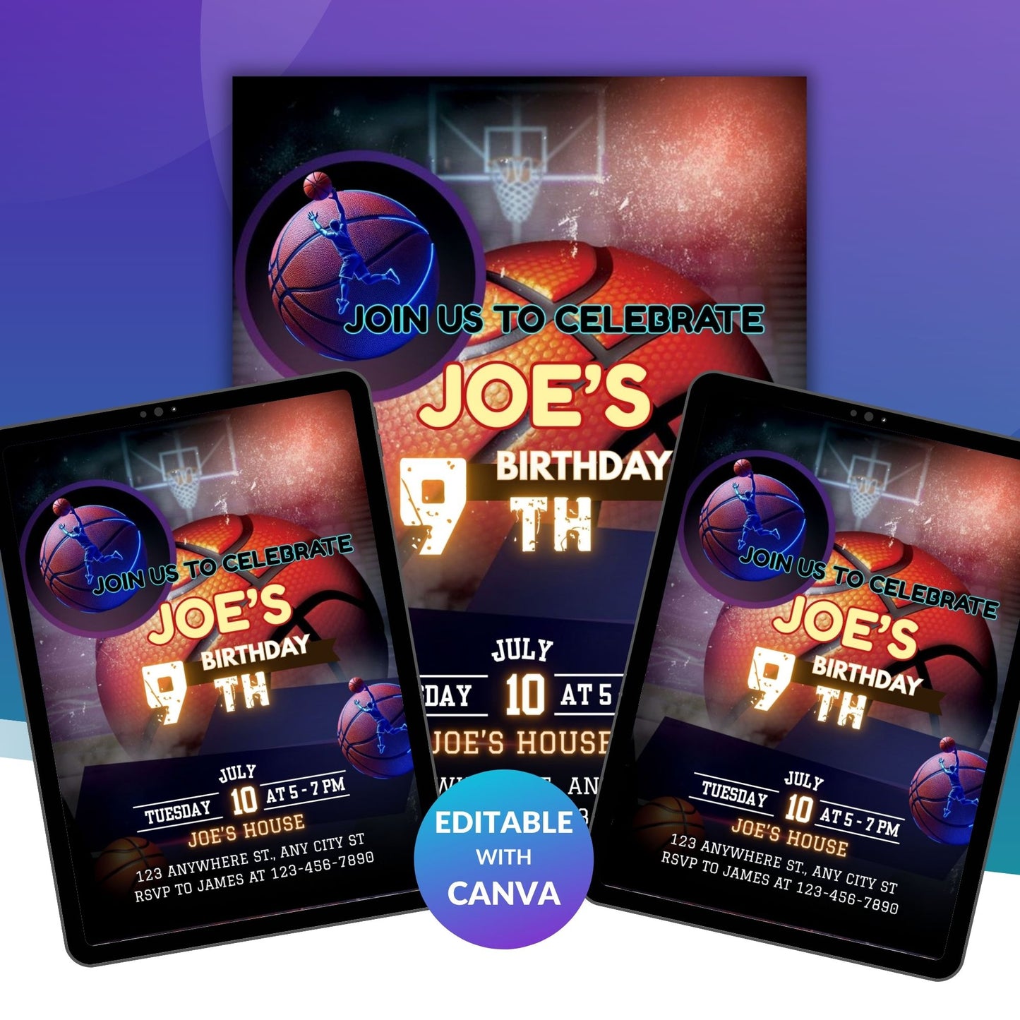 Basketball Birthday Invitation | Editable Digital Sports Party Invite Template Product Description