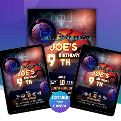 Basketball Birthday Invitation | Editable Digital Sports Party Invite Template Product Description