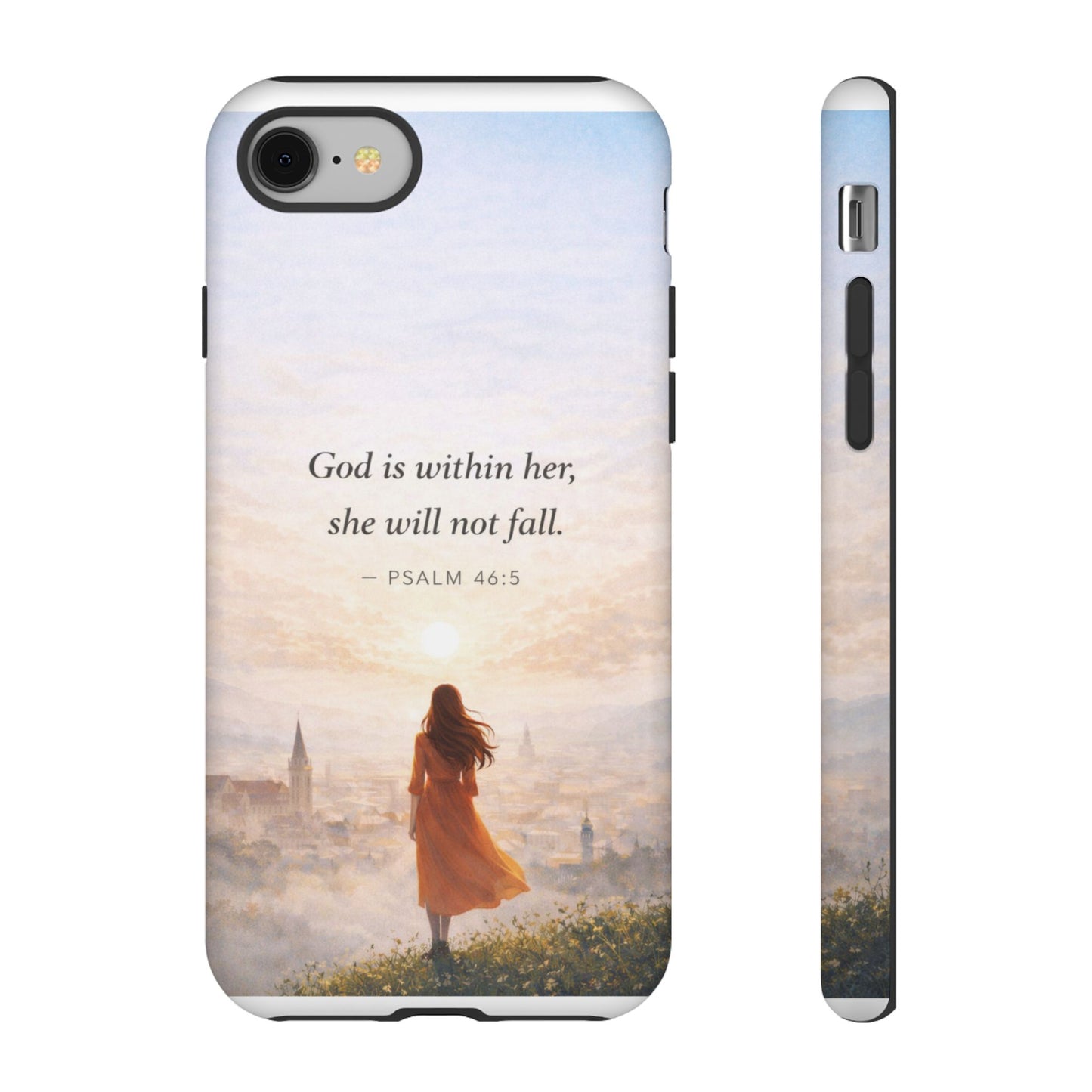 Inspirational Psalm 46:5 Phone Case — 'God is within her, she will not fall' Christian Phone Cover